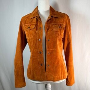 Classiques Entier Womens 1970's Suede Leather Trucker Jacket Small Burnt Orange